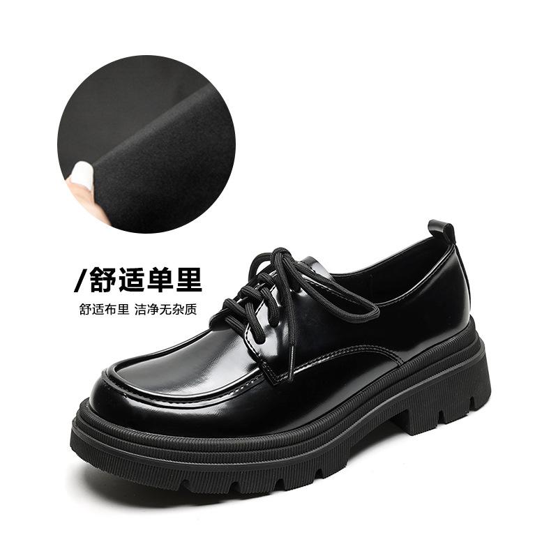 Туфли на платформе женские на шнуровке черные ретро маленькие кожаные туфли на мягкой подошве одинарные туфли женские