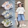 Girls Sandals 2025 Summer New Hollow Sports Shoes Children Breathable Net Shoes Boys Mesh Bag Head Beach Shoes