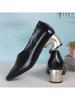 Fashion The 2025 Autumn New Style of High-end, Niche and Elegant Square Toe Single Shoes with Irregular Heels