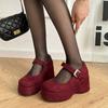 French Platform Mary Jane Shoes Women's Spring New Small Single Shoes with Heightened Wedges Are Not Tired of High Heels
