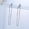 Длинные серьги из стерлингового серебра 925 пробы, висячие серьги с небесно-голубым цирконием для женщин, романтические висячие серьги