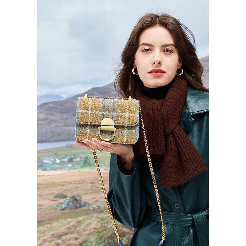 Стильная сумка-тоут из твида Харрис для женщин, большая вместимость, повседневная наплечная сумка