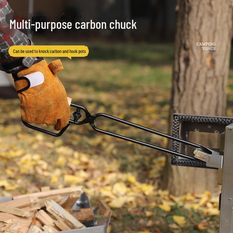 Extended Anti-Scalding Fire Tongs for Camping and Barbecue