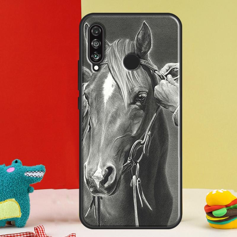 Эскиз лошади для чехла Huawei Nova 5T 9 10 SE 12i 12s 11i Y91 Y90 Y60 Y70 Y72 Y61 P60 P30 Pro P20 P40 Lite