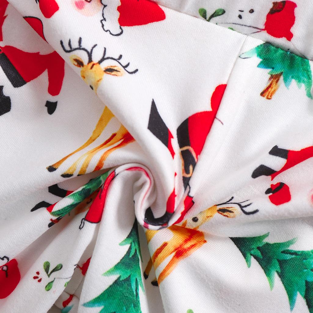 3 шт. Боди для девочки из хлопка с принтом Санта-Клауса, расклешенные брюки с повязкой на голову, рождественский комплект одежды