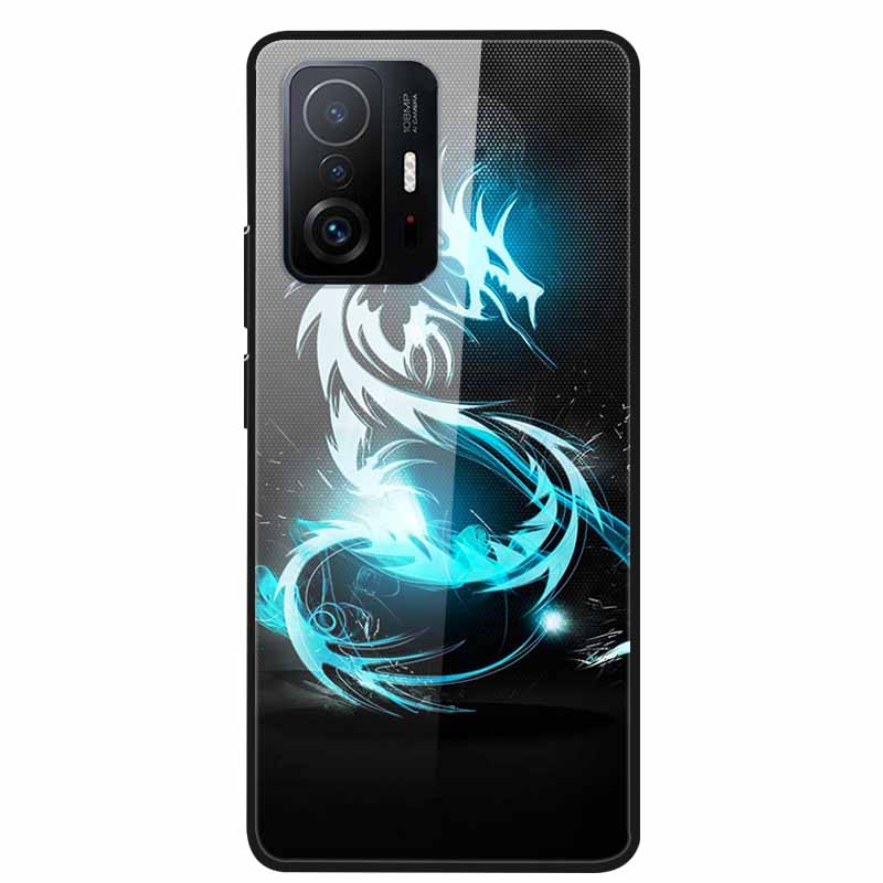 Для Xiaomi 11T Pro Стеклянный чехол Жесткий закаленный стеклянный ПК-чехол Чехол для телефона Для Xiaomi Mi 11T 11 T Pro Ударопрочный Мультяшный Funda Coque