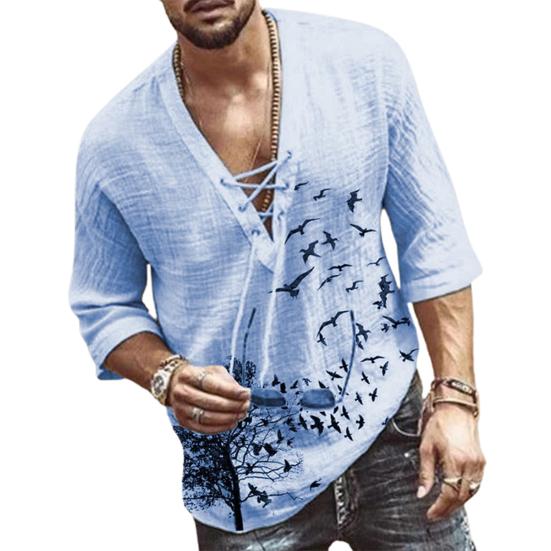 Loose Tee Shirt Simple Moisture-wicking Skin-friendly Front Lace Up Middle Sleeve Tee Shirt