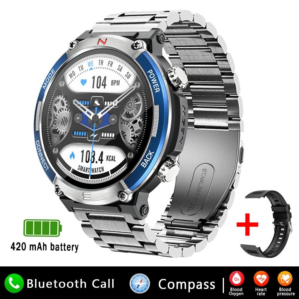 1,52-дюймовый Bluetooth-звонок Смарт-часы для мужчин Фитнес-трекер 420 мАч Аккумулятор IP68 Водонепроницаемый Спорт на открытом воздухе Смарт-часы для Android Ios