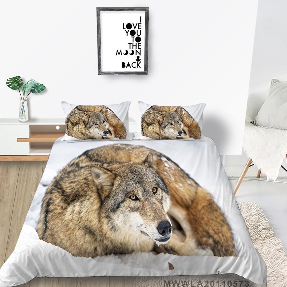 2023 New Style 3D Wolf Printed Single King Size Luxury Duvet Cover Set with Bedding Pillow Home Textiles Duvet Cover Sets