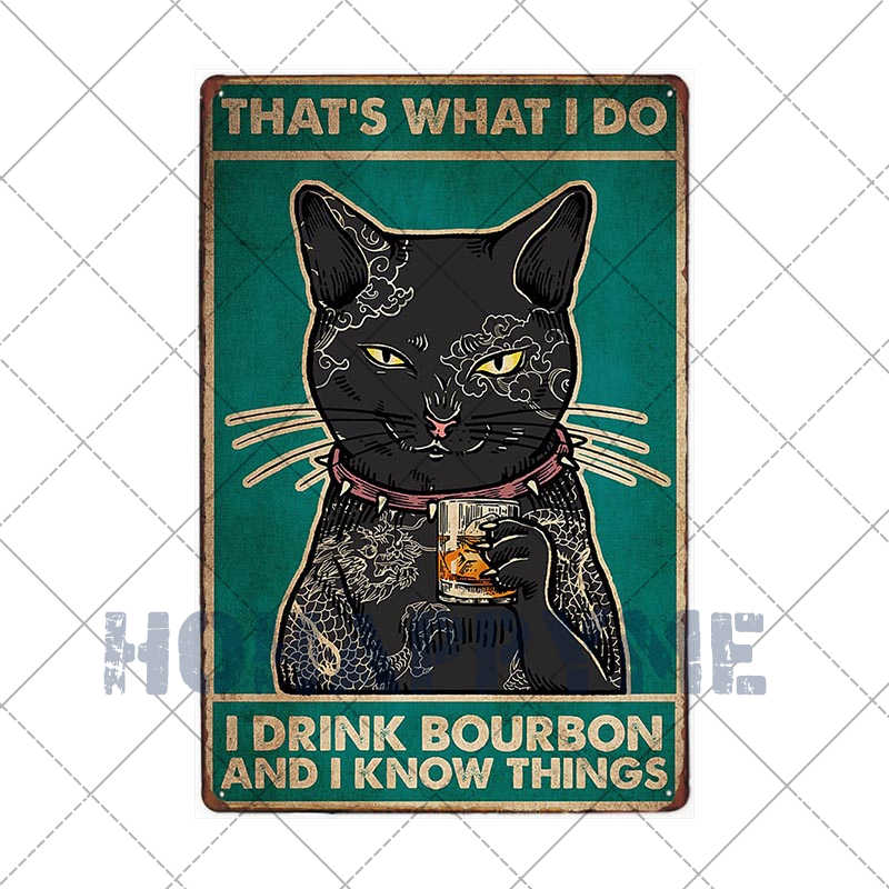 Funny Cat Vintage Metal Sign Plates Decoration House Painting Living Room Pet Shop Poster Wall Retro Decor Art Plaques 20×30cm