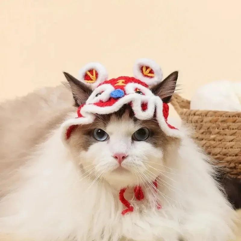 Autumn Winter Cat Hat Elastic Cute Refined Pet Hat Puppy Kittens Knitted Hat Party Photo Shoot Props Decoration Cat Accessories