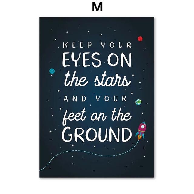 1Pcs Wall Art Canvas Painting Cartoon Astronaut Interior Paintings Living Room Home Decor Space Numbers Letters Kindergarten No Frame