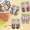 4 Pairs Funny Flip Flop Manicure Print Socks 3D Pattern Socks Sandal Printed Socks Low Cut Ankle