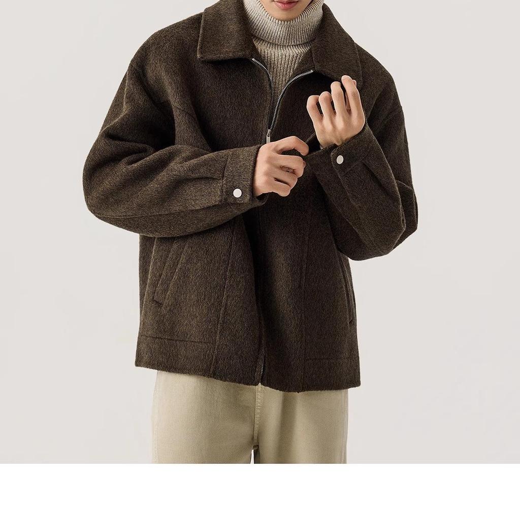 Мужское двустороннее шерстяное пальто с лацканами в итальянском винтажном стиле