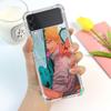 Cute Cartoon Chainsaw Man Pattern Case For Samsung Galaxy Z Flip 3 4 5g Funda Z Flip3 Clear Pc Hard Shockproof Phone Coque Shell