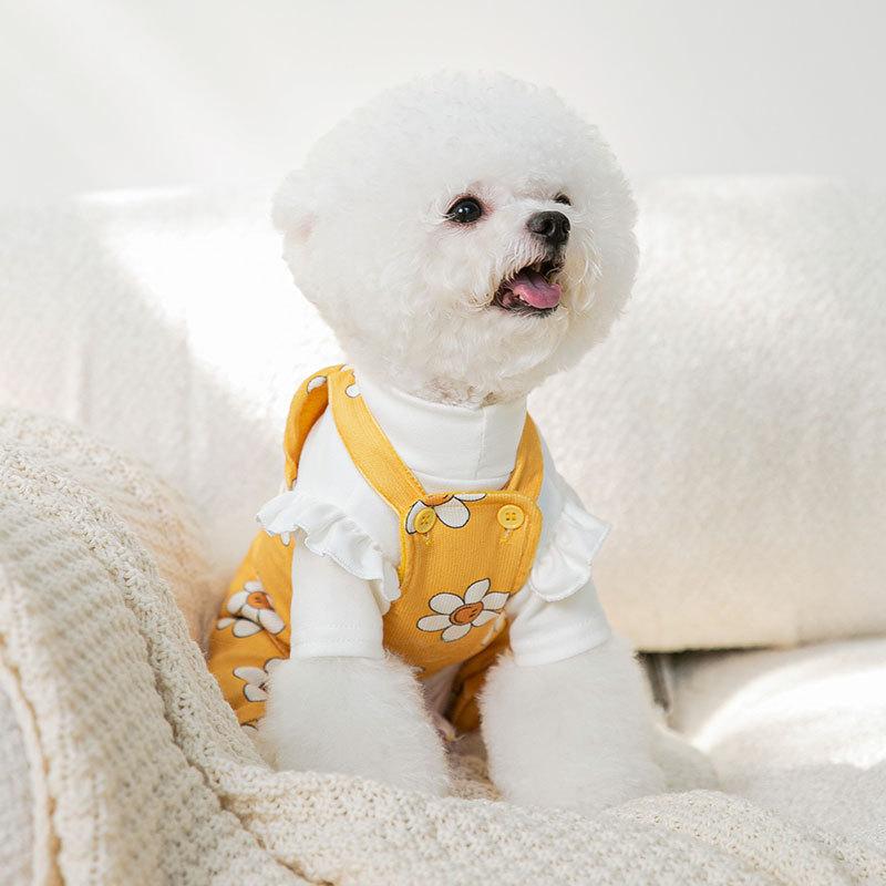 New Sunflower Overalls Autumn and Winter Puppy Clothes Kitten Four-legged Clothes In The Small Dog Pet Clothing