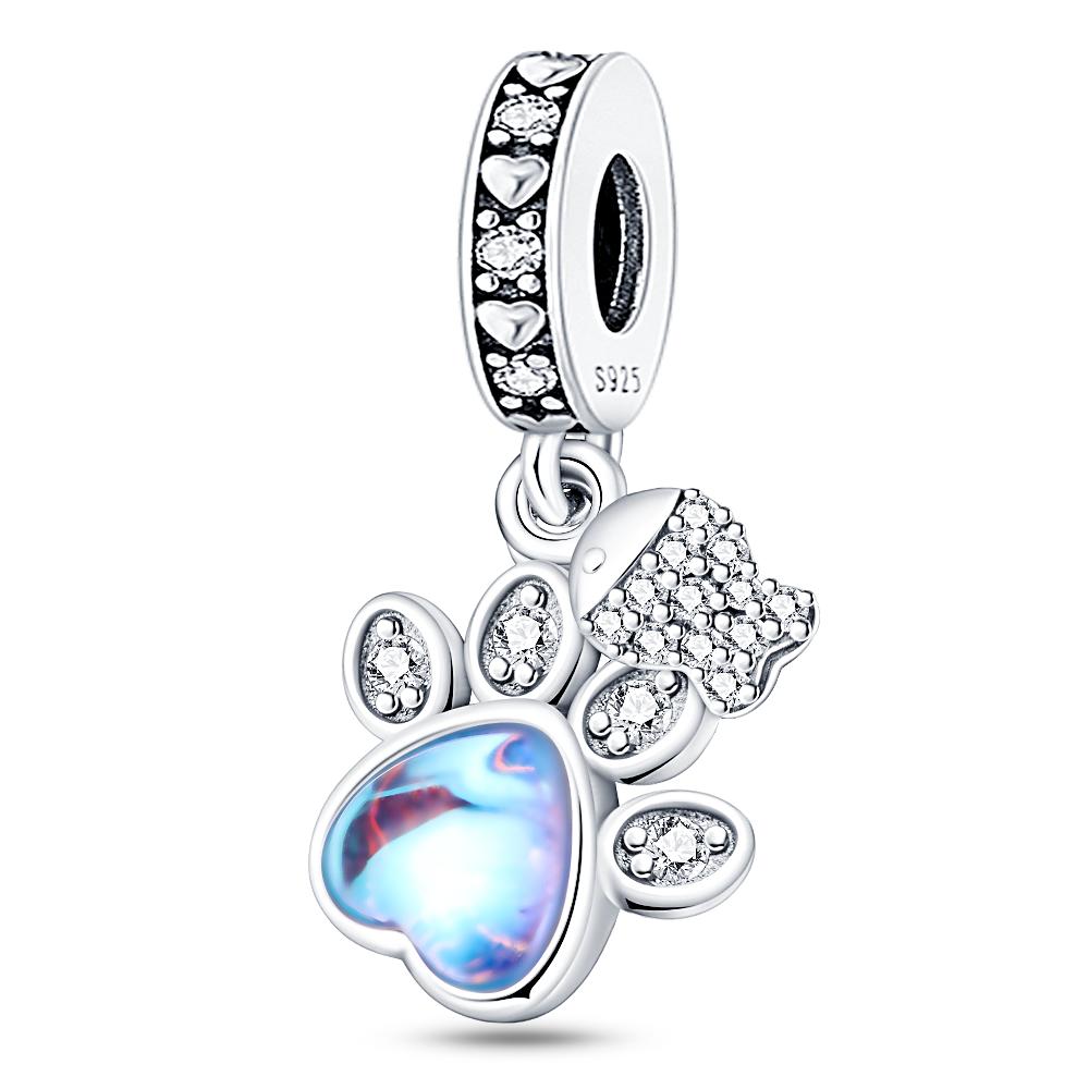 925 Sterling Copper Cat and Dog Series Best Friend Pendant Fit 4MM Hole Diamete Bracelet Charms Bead Necklace DIY Female Zircon