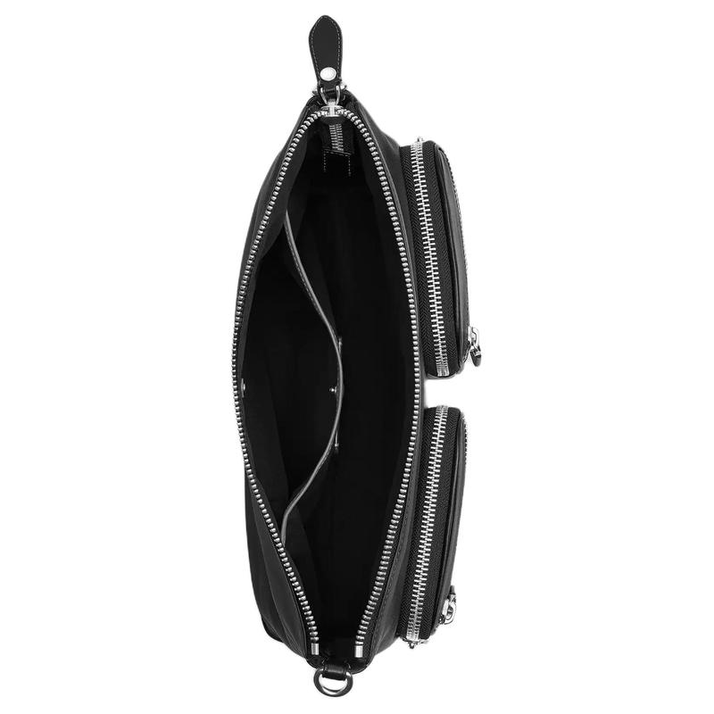 COACH DOMINO 35 brand logo cow leather shoulder bag large size men's black