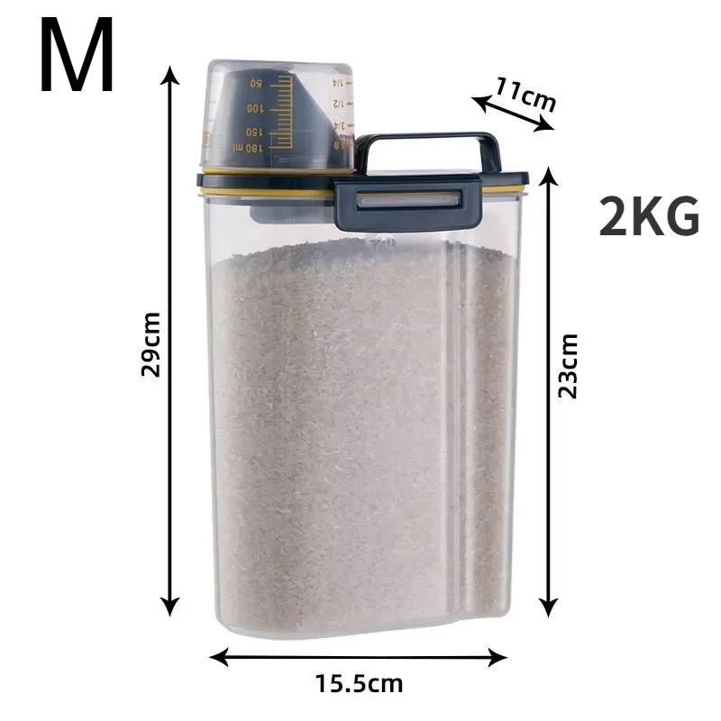 1pc Cup Food Store Container Dog Cat  Measuring  Pail Plastic Tank with Moisture-Proof Sealed Jar Pet Supplies Accessories