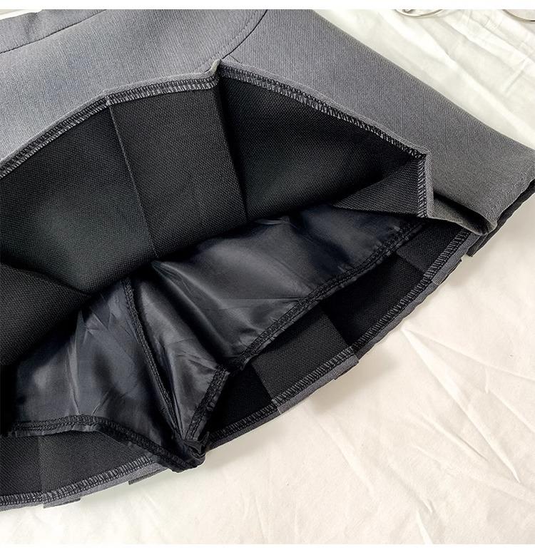 Women's Gray Pleated High-Waist A-Line Skirt - 2024 Spring Trendy & Slim Design