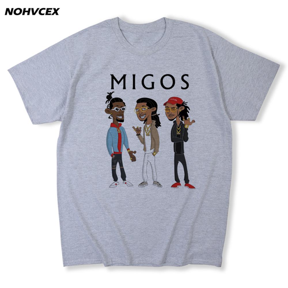 Migos Хип-хоп Хлопок Мужская Футболка Мода