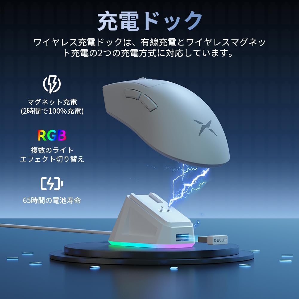 Игровая мышь DELUX M900PRO с частотой опроса 8000 Гц, 63 г, для основного датчика PAW3395, в комплект входит розовая магнитная зарядная база Huano, беспроводная, скорость, легкая,