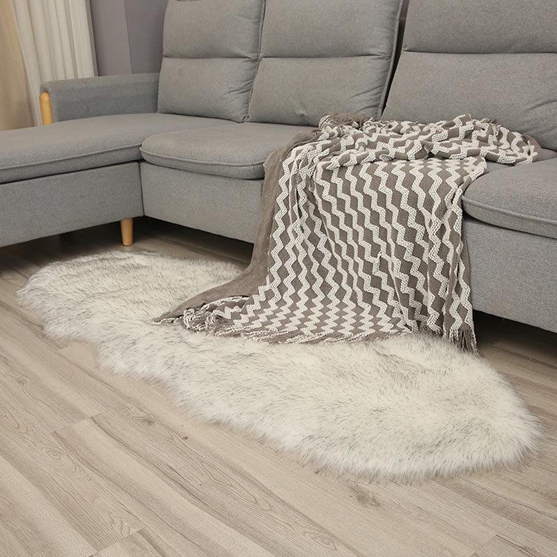 Irregular Imitation Wool Non-slip Carpet for Bedroom, Living Room, Sofa, and Bedside - Thickened & Washable.