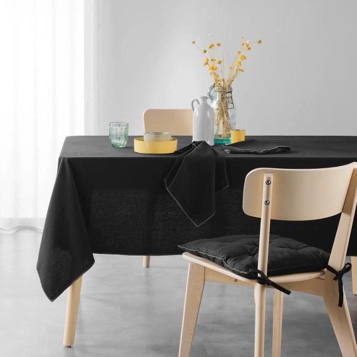 Serviettes de table - Mistralines - Noir - 100% coton recyclé - 40 x 40 cm - Lot de 3