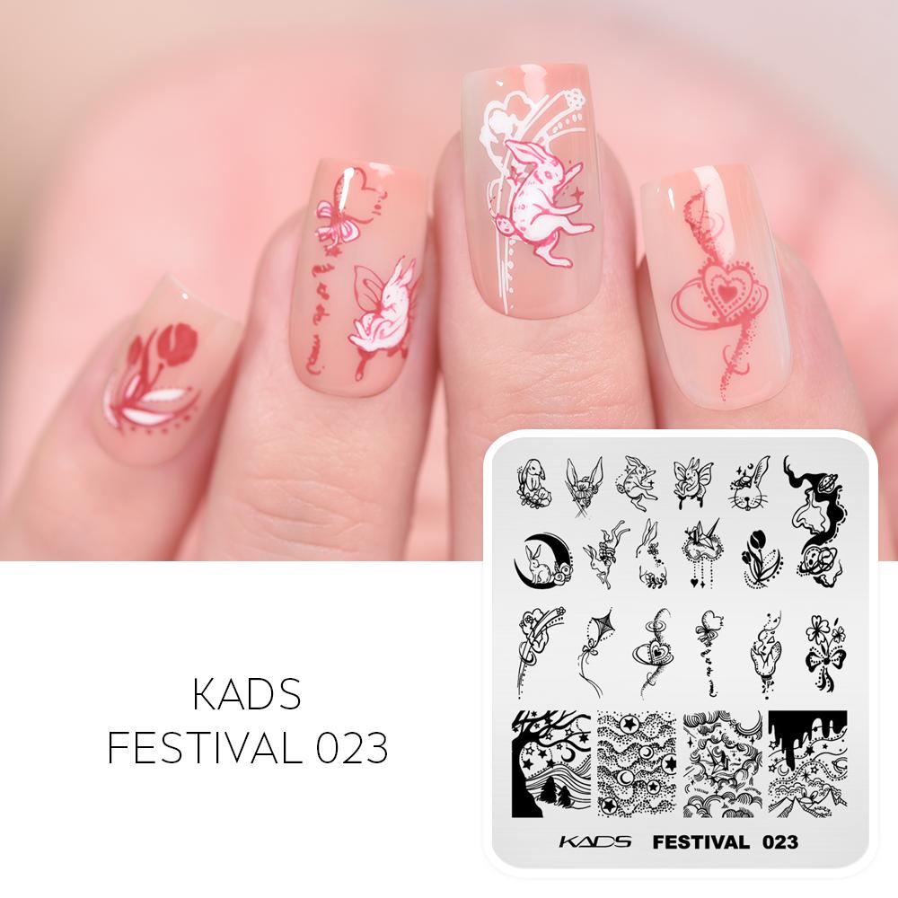 kads Chinese Stamping Nail Stamp Plate Tree Peony Butterfly Design Nail Art Printing Gel Polish 7*8cm Image Templates Plate
