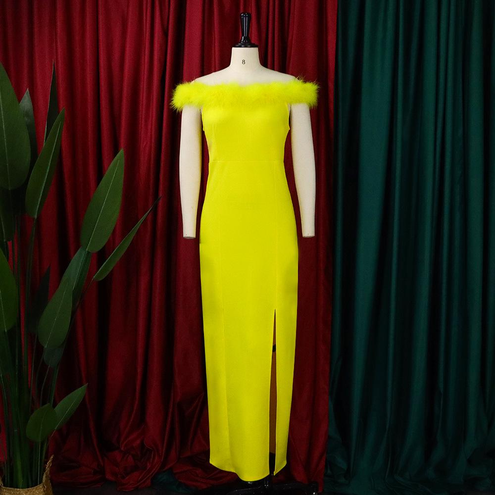 D285 2022 Новое женское европейское и американское модное вечернее платье с перьями