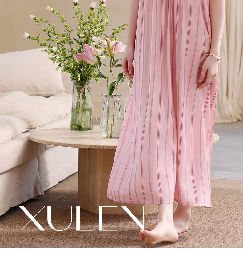 Xuan Liang [with chest cushion] sexy nightgown for women in summer, ice silk suspender, super long skirt, pajamas, imitation silk home clothes