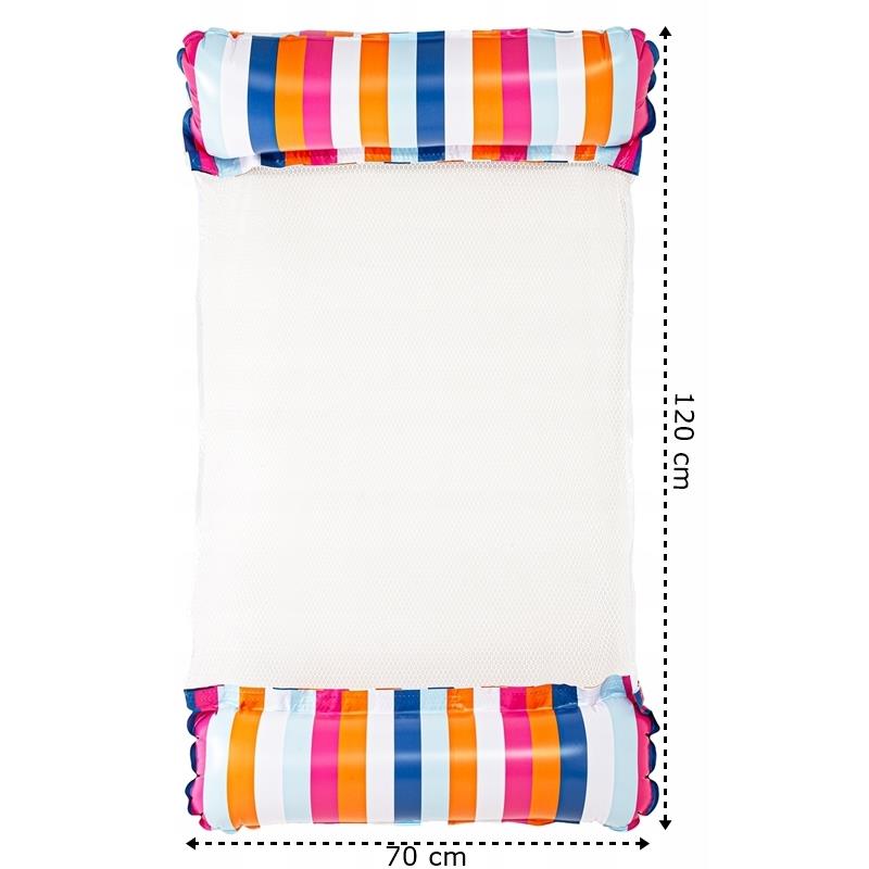 Water Hammock Swimming Mattress Inflatable Pool Deckchair with Striped Net 120x70 cm