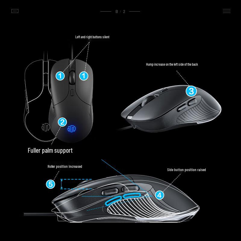 INPHIC B2 Wired Ergonomic Gaming Mouse