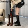Fashion Women Knight High Boots Fashion Back Zippers Belt Buckle Long Booties Platform Heel Autumn Winter Ladies Shoes