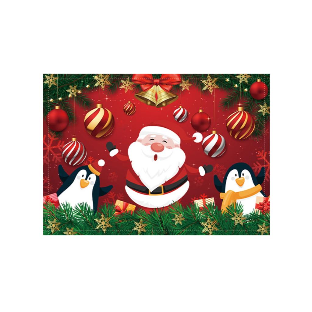 Christmas Placemat Decoration Set, Claus Linen Stain-resistant And Heat-insulating Tablecloth