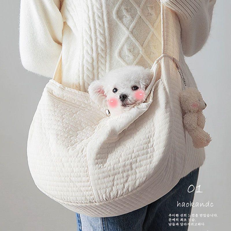 Crossbody Portable Pet Outing Bag with Front Pocket for Cats and Small Dogs