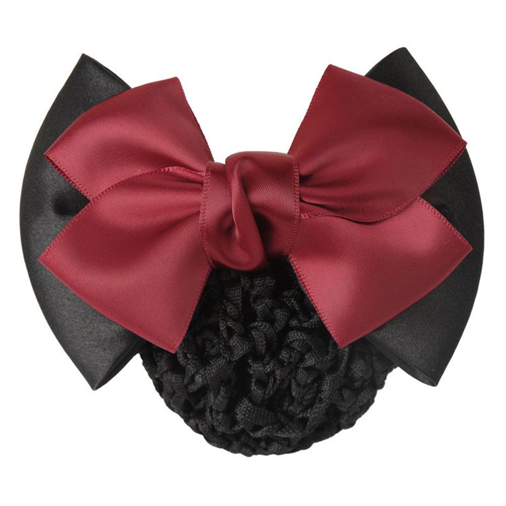 Elastic Women Girls Bowknot Decor Headdress Snood Net Barrette Bun Cover Hair Clip