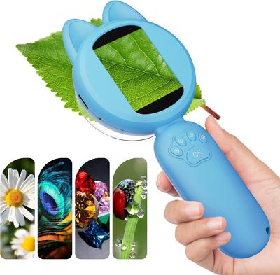 XUANDONG Цифровой ручной 100-кратное увеличение с IPS Image Science Для улицы Насекомое Новый или Рождественский подарок Детский микроскоп, Лупа, Милый, Светодиодный,