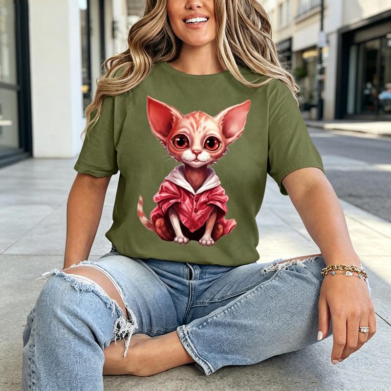 Cute Sphynx Cat Tshirt for Unisex Unisex Funny Cat Lover Graphic Tee Casual Animal Print Top