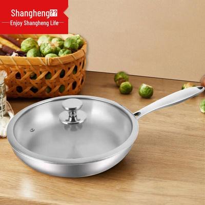 Непокрытая сковорода из нержавеющей стали 304 Shangheng с крышкой