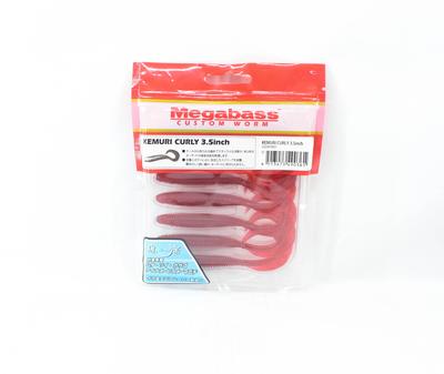 Megabass Мягкая приманка Kemuri Curly 3,5 дюйма, прозрачно-красная (0361)