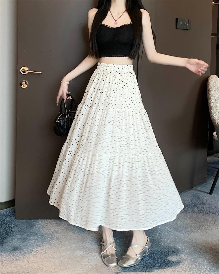 Универсальная юбка миди в горошек 2025: Вдохновлённый японским стилем, с высокой талией, приталенный А-силуэт с плиссировкой