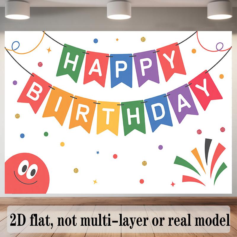 Colorful Happy Birthday Banner, Fabric Background Wall Decor for Party