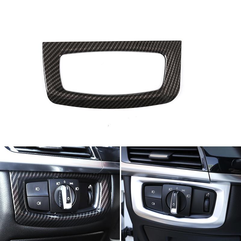 Car Carbon Texture Interior Headlight Switch Frame Cover Sticker Trim For BMW X5 X6 F15 F16 2014 2015 2016 2017