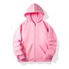 Solid Color Cotton Blends Sweatshirt Zipper Loop Knit Hooded Cardigan Jacket Loose Hoodie Team Uniform Work Advertising Hoodies Coat