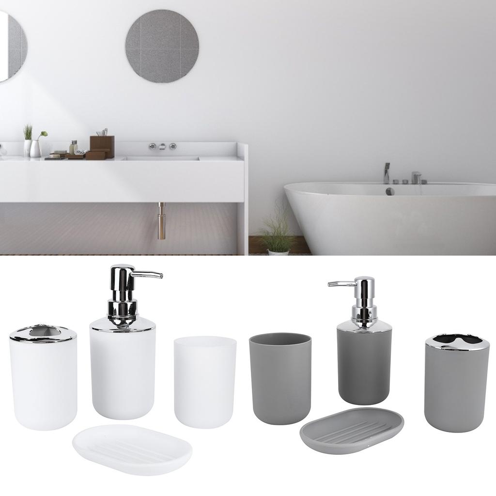 4Pcs/Set Bathroom Kit Accessory Plastic Lotion Bottle Storage Cup Rinse Cup Soap Dish