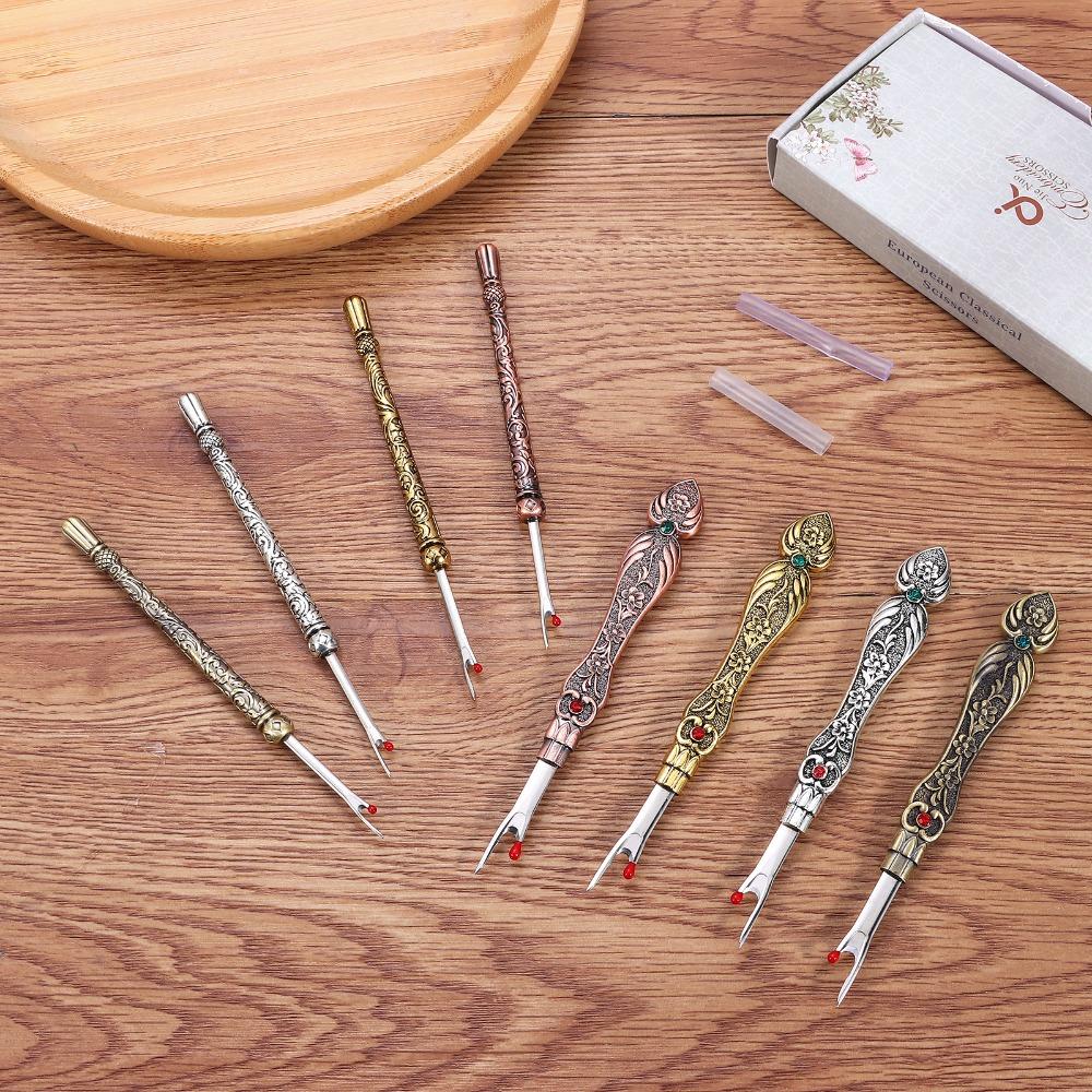 2 шт. Резная ручка Распарыватель швов Металлический нитеобрезатель Удобный инструмент для распарывания ниток Рукоделие