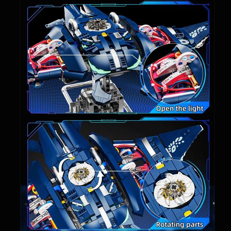 MOC Механическая скат-манта Морское животное Набор с мотором Строительные блоки Кирпичики DIY Модель Игрушка для сборки для детей Рождественские Подарки на день рождения