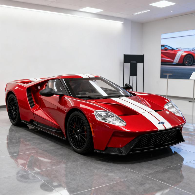 AJH1 1:24 Ford GT Supercar Alloy Car Model Sound and Light Pull Back Children's Toy Collectibles Birthday Gift