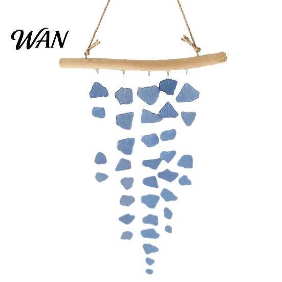 Nautical Wind Chime Sea Glass Chime, Handmade Driftwood Coastal Beach House Hanging for Home Window Decor Colorful
